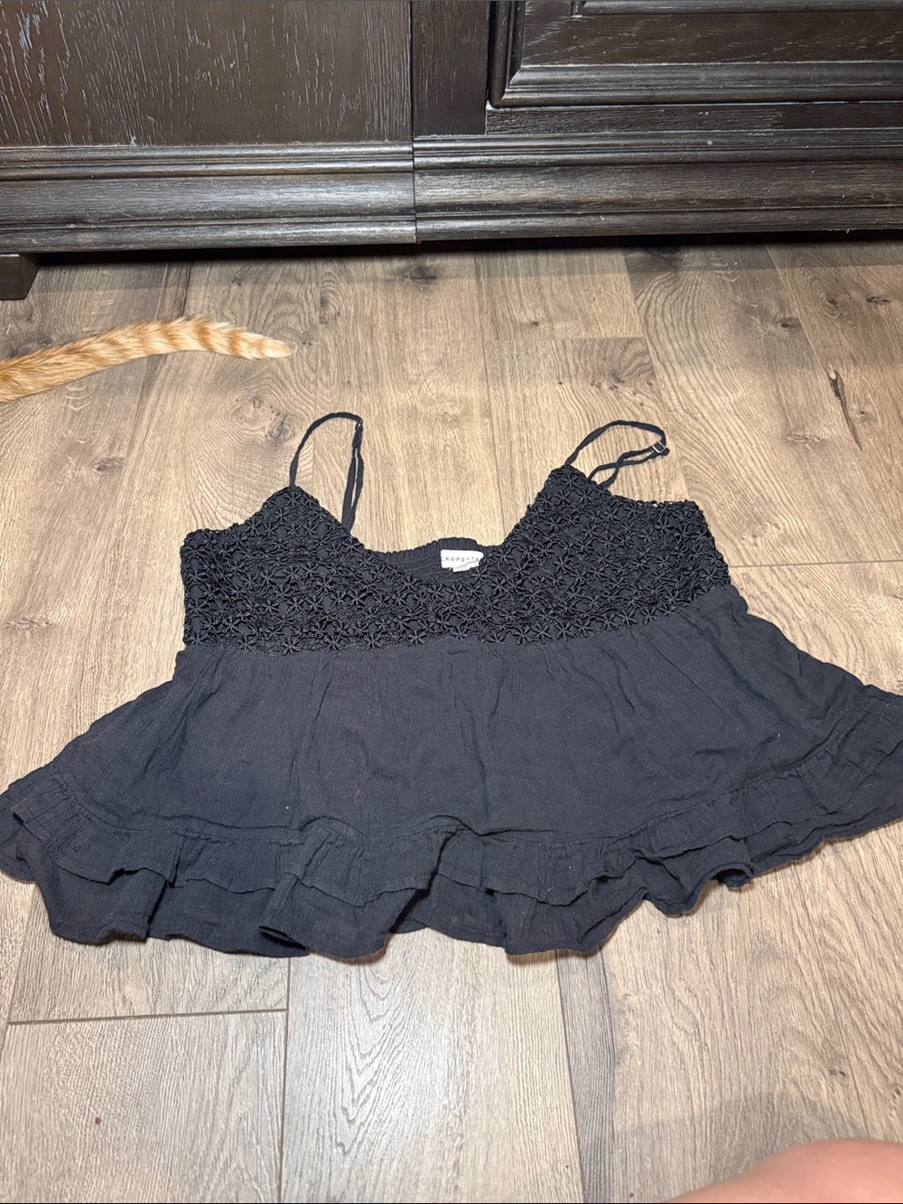 Aeropostale Black Crochet Bodice Camisole